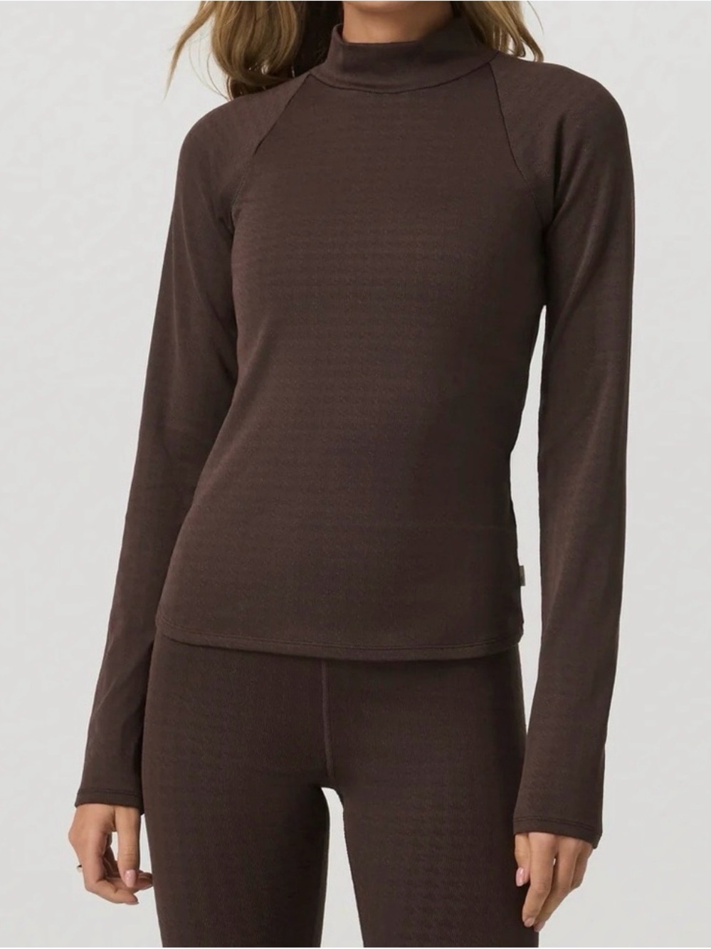 NWT Vuori Long Sleeve Chilled Out Houndstooth Mock - Java Houndstooth